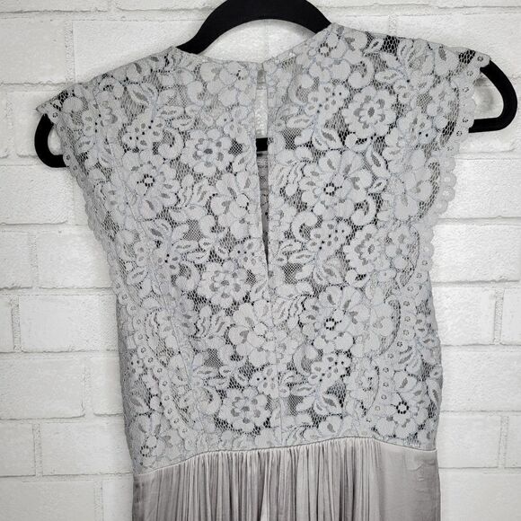 H & M Gray Silver Lace Satin Formal Dress - Picture 3 of 5